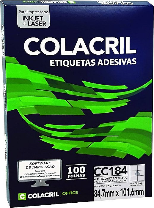 ETIQUETA INKJET LASER COLACRIL 100FLS CC184