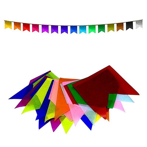 BANDEIRINHA PAPEL DE SEDA 10 METROS COM FIO