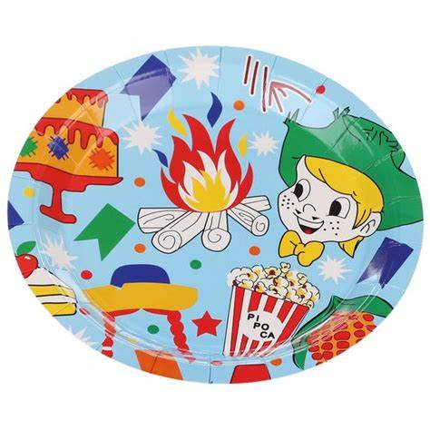 PRATO PAPEL JUNINA 10 PRATOS 18 CM