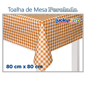 TOALHA MESA XADREZ LARANJA 80X80 C/10