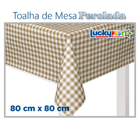 TOALHA MESA XADREZ OURO 80X80 C/10