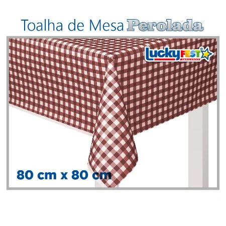 TOALHA MESA XADREZ MARROM 80X80 C/10