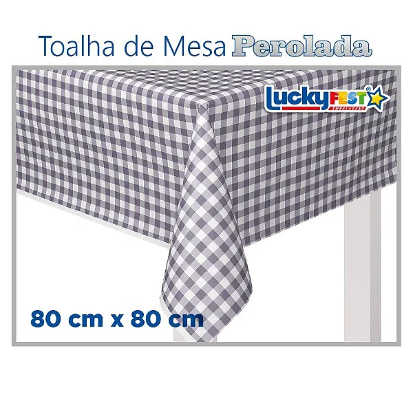 TOALHA MESA XADREZ PRATA 80X80 C/10