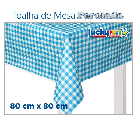 TOALHA MESA XADREZ AZUL CLARO 80X80 C/10
