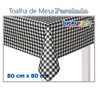 TOALHA MESA XADREZ PRETO 80X80 C/10