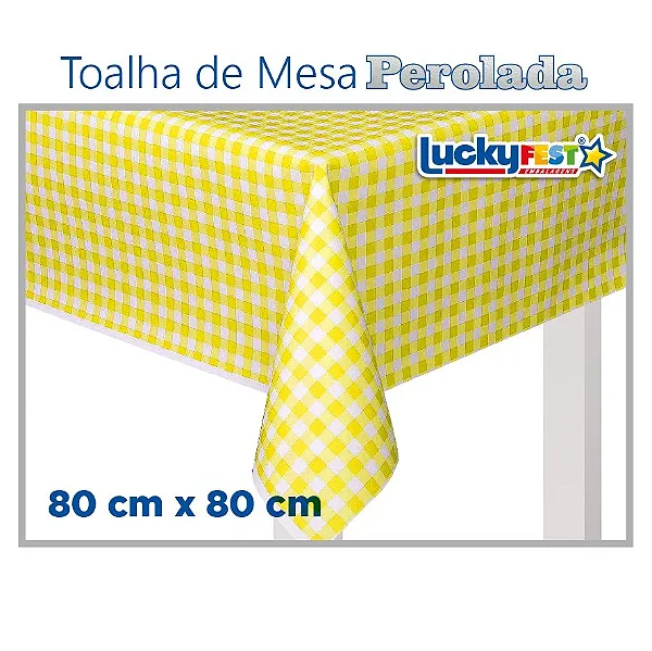 TOALHA MESA XADREZ AMARELA 80X80 C/10