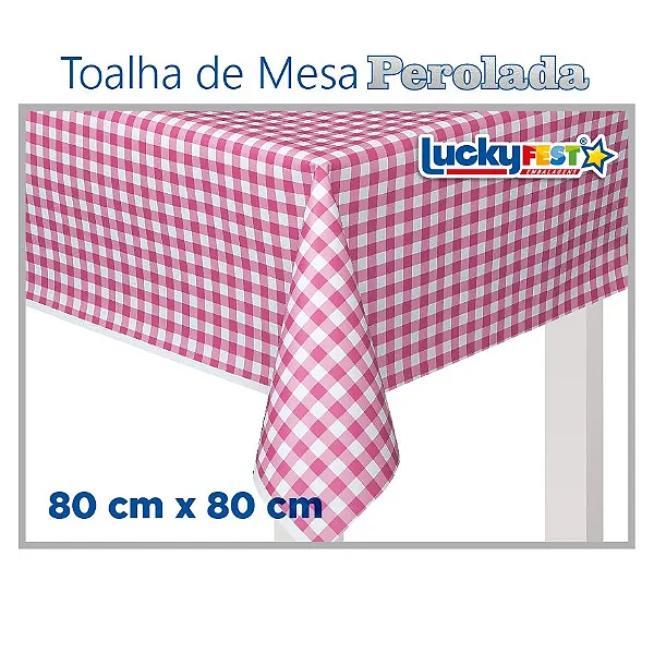 TOALHA MESA XADREZ ROSA BB 80X80 C/10