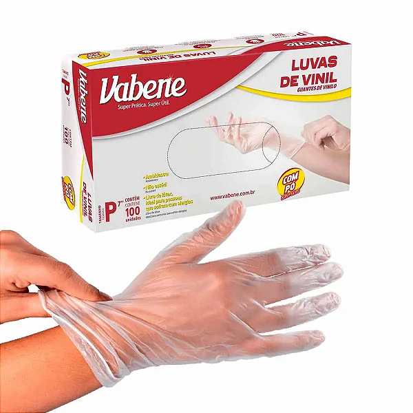 LUVAS DE VINIL P COM PO VABENE C/100 UND