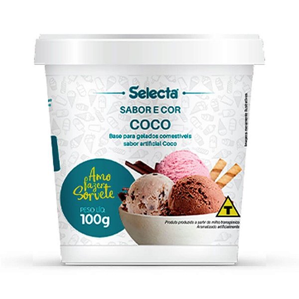 BASE P/GELADOS COMESTIVEIS SABOR ARTIFICIAL COCO 100GR 1un