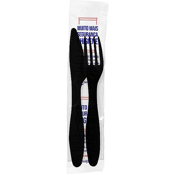 KIT BOX CHURRASCO PRETO PREMIUM C/ 10 UNFACAS E 10UN GARFOS