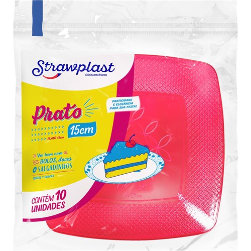 PRATO QUADRADO ACRIL 15CM ROSA NEON