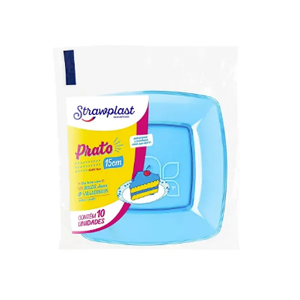 PRATO ACRILICO 15CM AZUL NEON C/10