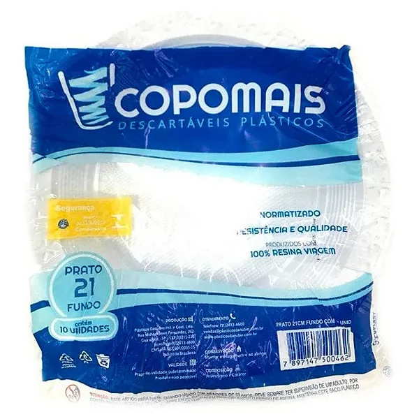 PRATO 21CM. FUNDO C/ 10 UN
