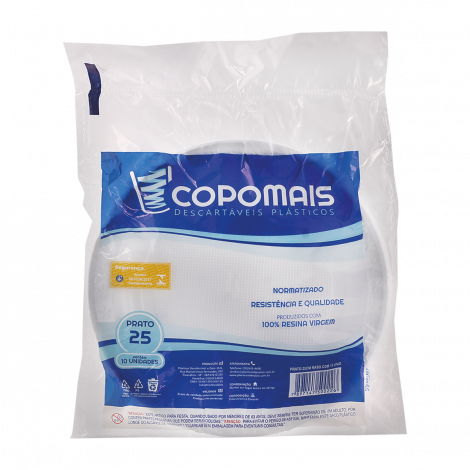 PRATO 25CM RASO C/10 UN