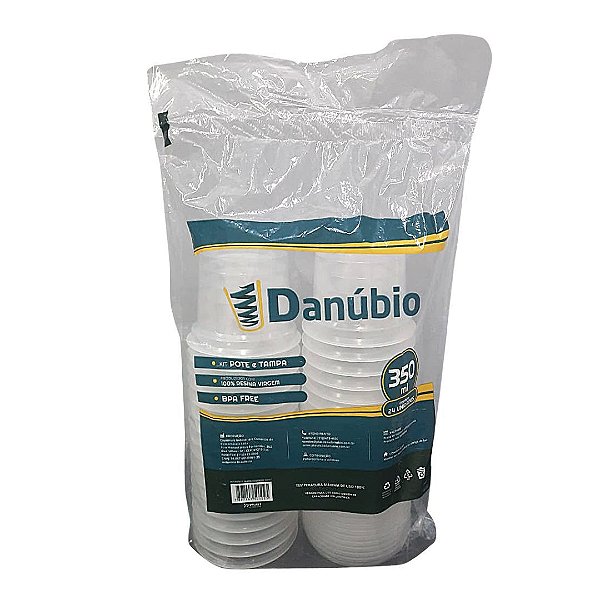 KIT POTE/TAMPA PP REDONDO 250 ML - 24 UN - DANÚBIO