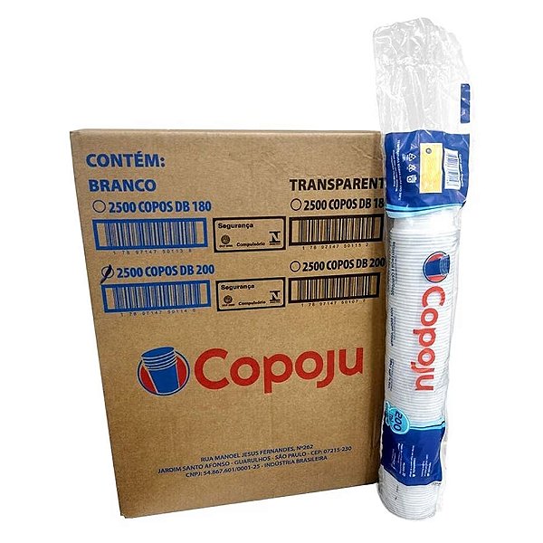COPO DESCARTAVEL 200ML PS COPOJU TRANSP C/100 UND