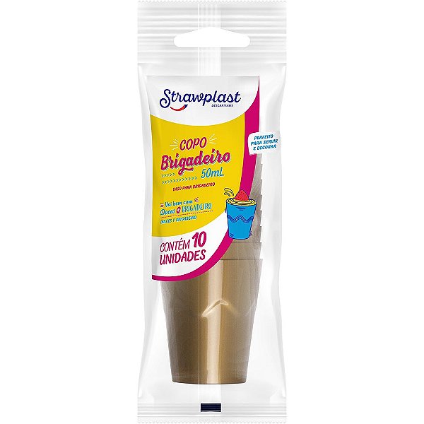 COPO ACRIL BRIGADEIRO DOURADO 50ML C/10 UND