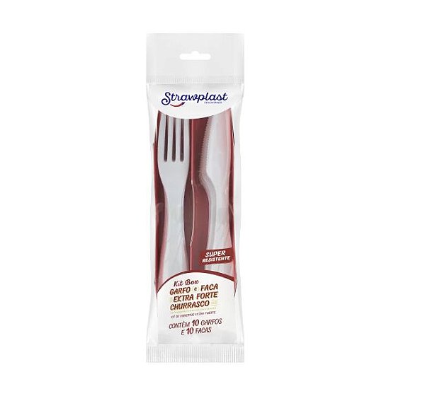 KIT BOX GARFO/FACA EXTRA FORTE CHURRASCO BRANCO 10 UND CADA