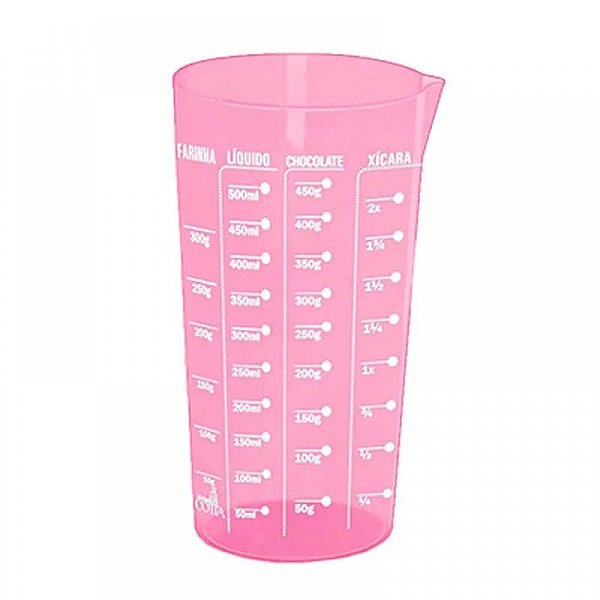 Copo Plastico Medidor 570 ml Rosa Multiuso