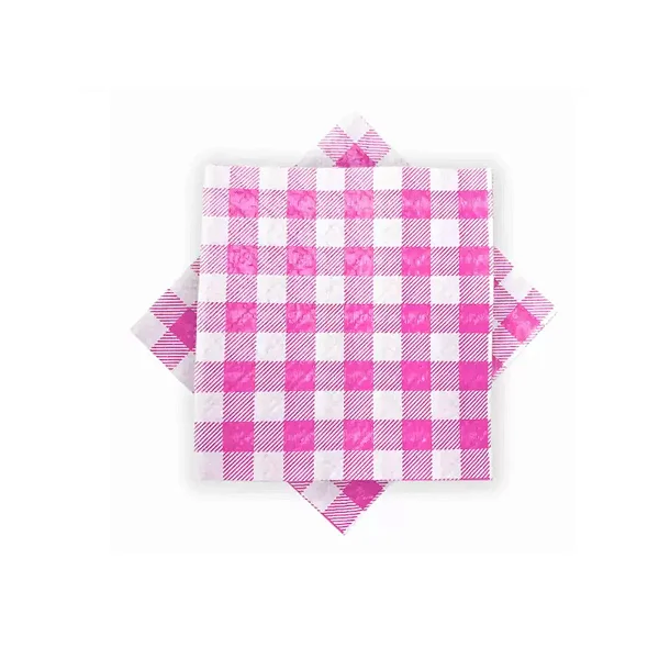 GUARDANAPO 20X21 XADREZ ROSA C/50 UND