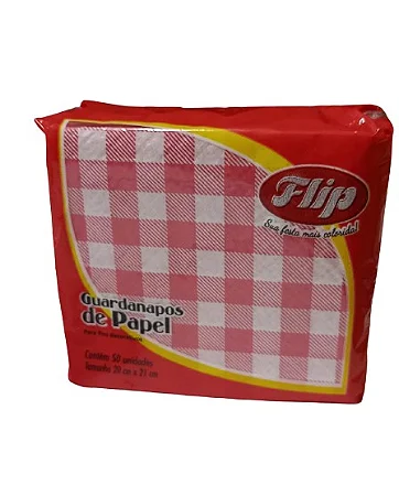 GUARDANAPO XADREZ VERMELHO 20X21 C/50 UND