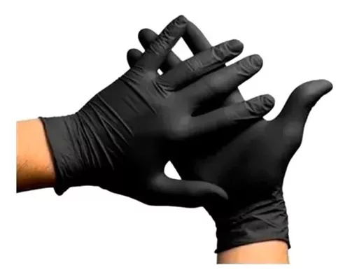 LUVA NITRILICA PRETA M S/PO C/100 UND