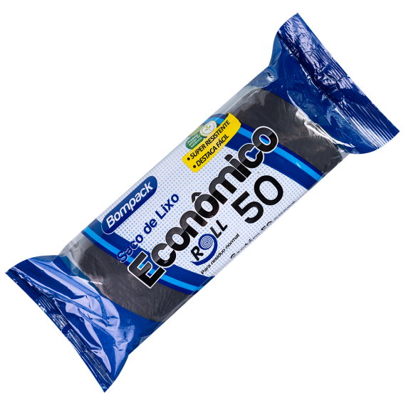 SACO DE LIXO BOMPACK ECONOMICO PRETO 50 LITROS C/50 63x80cm