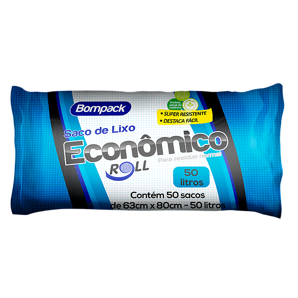 SACO DE LIXO BOMPACK ECONOMICO PRETO 50 LITROS C/50 63x80cm