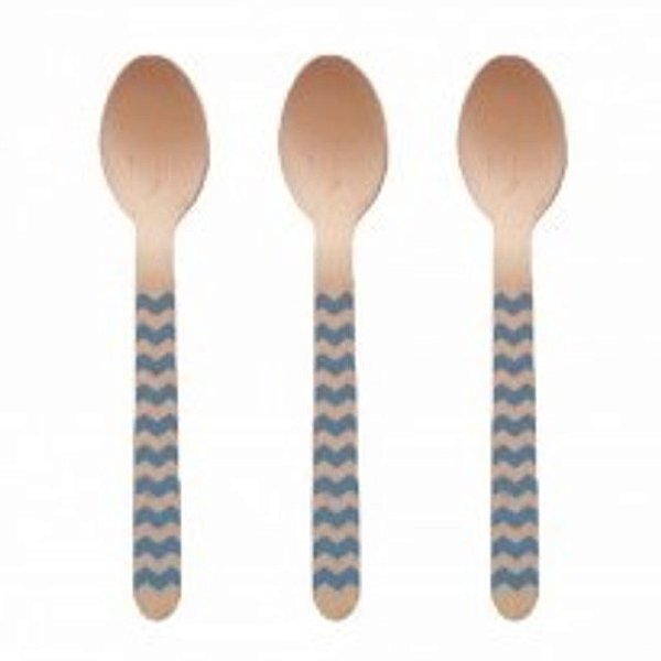 COLHER SOBREMESA MADEIRA ZIG ZAG AZUL C/12 UND
