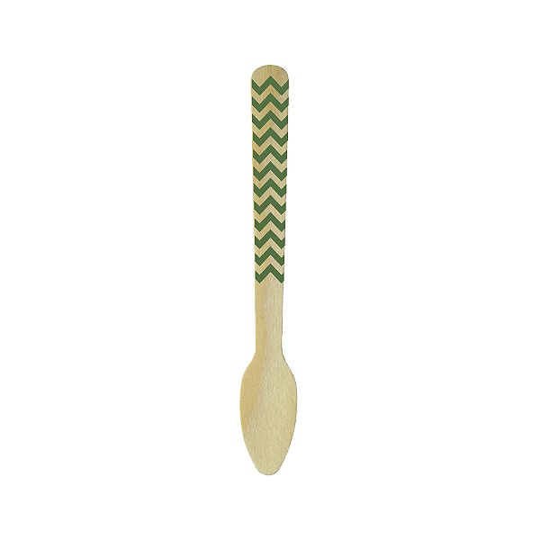 COLHER SOBREMESA MADEIRA ZIG ZAG VERDE C/12 UND