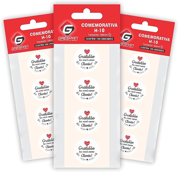 ETIQUETA COMEMORATIVA H-10 C/100 UN GRATIDAO TER VOCE COMO CLIENTE