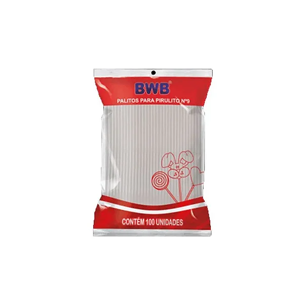PALITO PIRULITO PLASTICO 9CM C/100 BCO