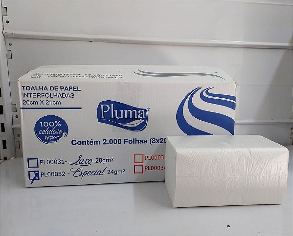 PAPEL TOALHA INTERF F.DUPLA 100% - 31gm 20x21 CX C/ 1600
