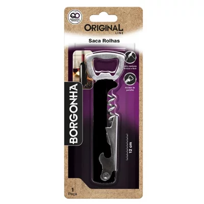 SACA ROLHAS BORGONHA C/ ABRIDOR GARRAFAS 12CM