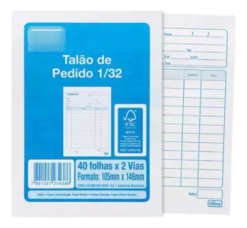 BLOCO PEDIDO 1/32 COM COPIA 40X2 VIAS TILIBRA