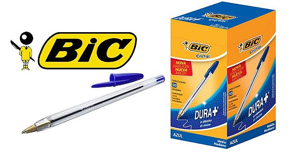 CANETA BIC CRISTAL AZUL CX C/50 UNIDADES