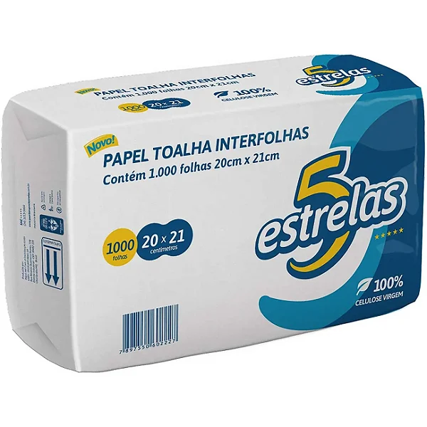 PAPEL TOALHA INTERFOLHADO 100%BRANCO 20X21 C/1000