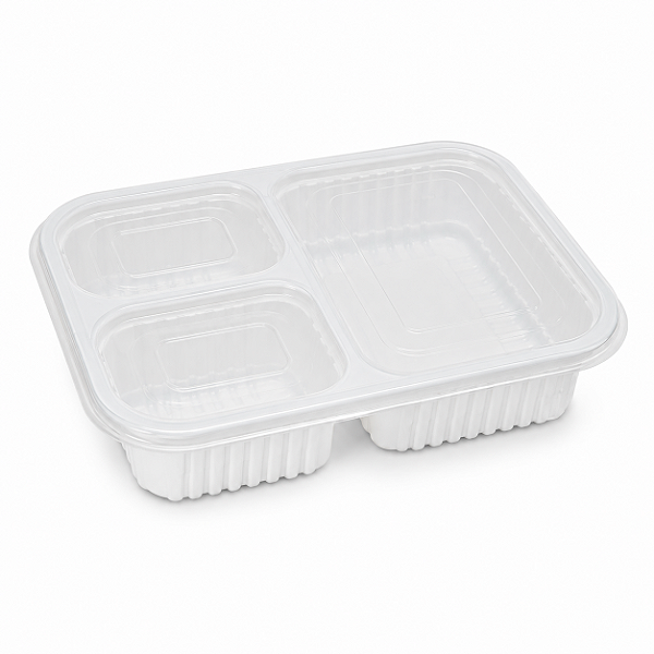 BANDEJA BRANCA C/3 DIVISORIAS 900ML C/12 UND