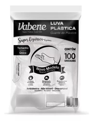LUVA PLASTICA VABENE C/100 UND