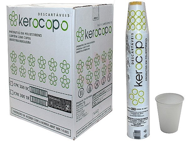COPO 300ML TRANSP KEROCOPO PS C/100 UND