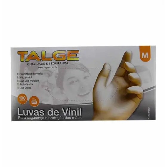 LUVA VINIL M COM PO C/100 UND TALGE