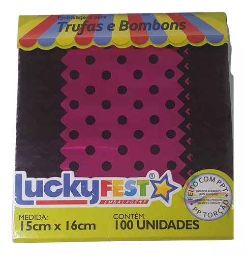 EMBALAGEM TRUFA POA PRETO/PINK 15X16 C/100 UND