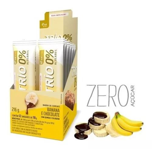 BARRA DE CEREAIS TRIO BANANA E CHOCOLATE ZERO 18G