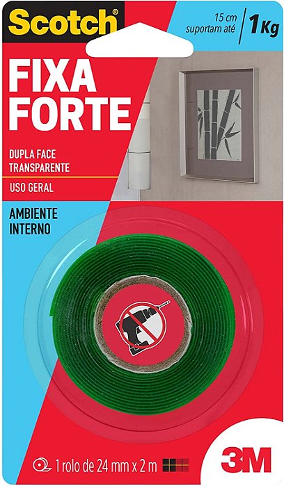 FITA DUPLA FACE 3M 24MM POR 2MT VERDE FIXA FORTE