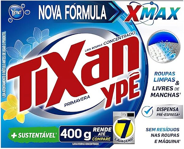 LAVA ROUPAS EM PO TIXAN YPE PRIMAVERA 400G