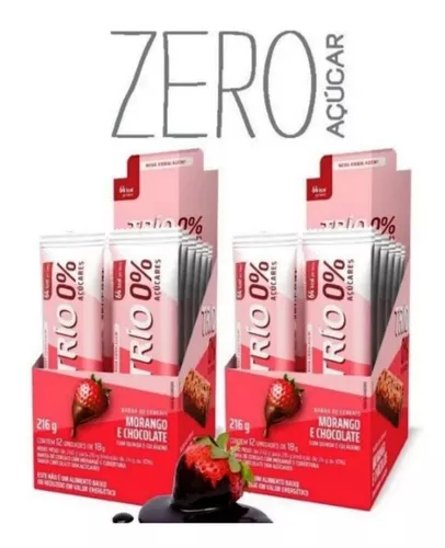 BARRA CEREAIS TRIO 0% AÇUCAR MORANGO E CHOCOLATE 18GRS