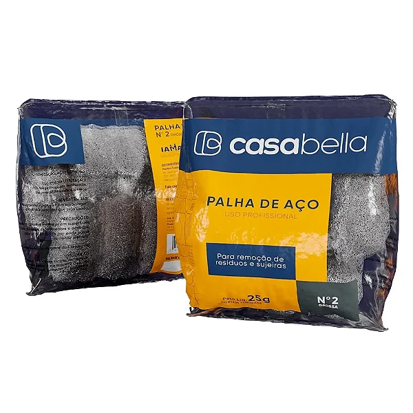PALHA DE ACO USO PROFISSIONAL CASA BELLA N 2 / 25G UNIDADE