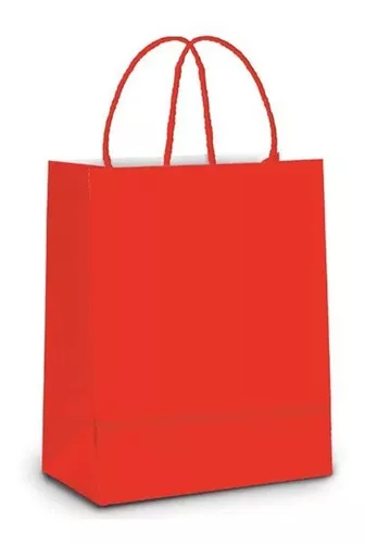 SACOLA PAPEL VERMELHO PP 18X22X9 C/10