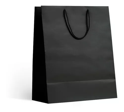 SACOLA PAPEL PRETO PP 18X22X9 C/10