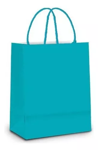 SACOLA PAPEL TURQUESA PP 18X22X9 C/10